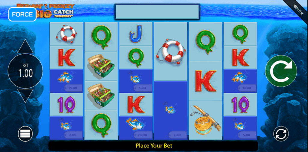 Fishin’ Frenzy The Big Catch Megaways Gameboard