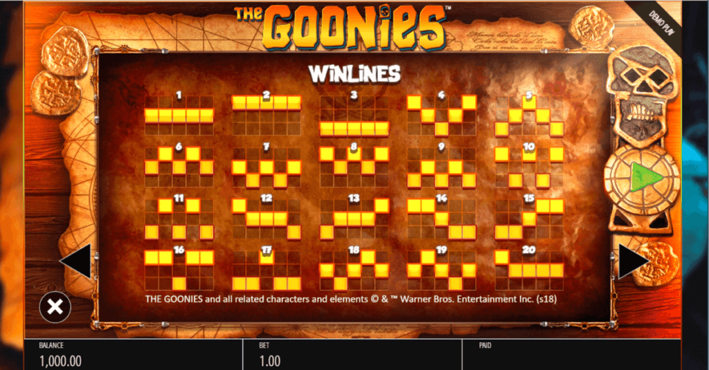 The Goonies Paylines