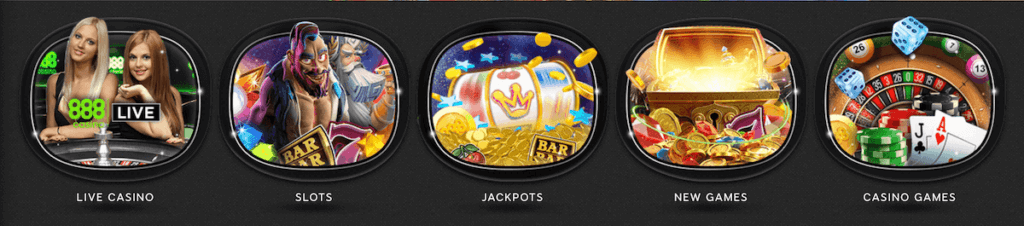 Game categories at 888 Casino 