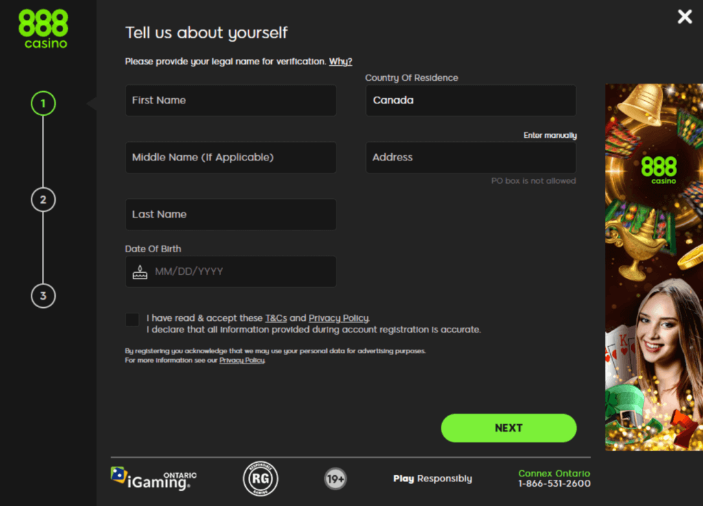 888 Casino Registration in Ontario 