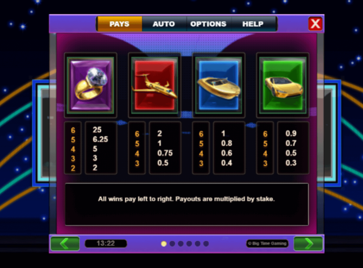Wheel of Fortunes Megaways Paytable 1
