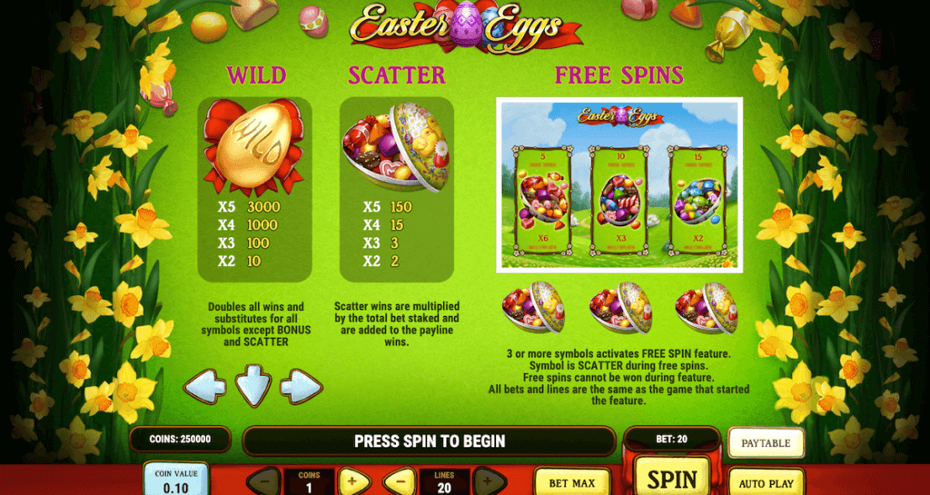 Easter Eggs Ontario Paytable 3