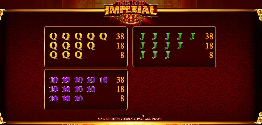 Tiger Lord Imperial 88 paytable 3