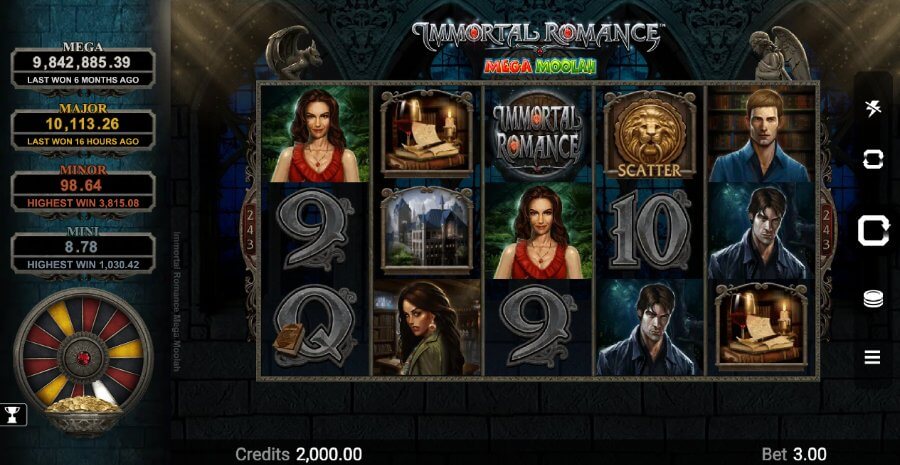 Immortal Romance Mega Moolah gameboard