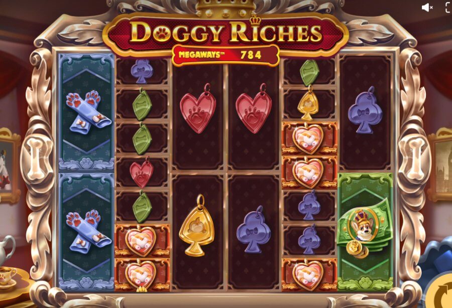Doggy Riches MegaWays gameboard