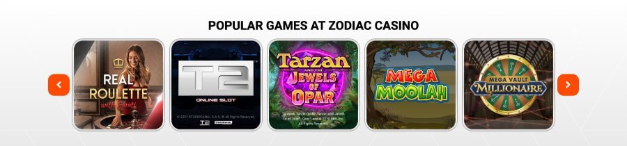 Zodiac Casino Popular Games